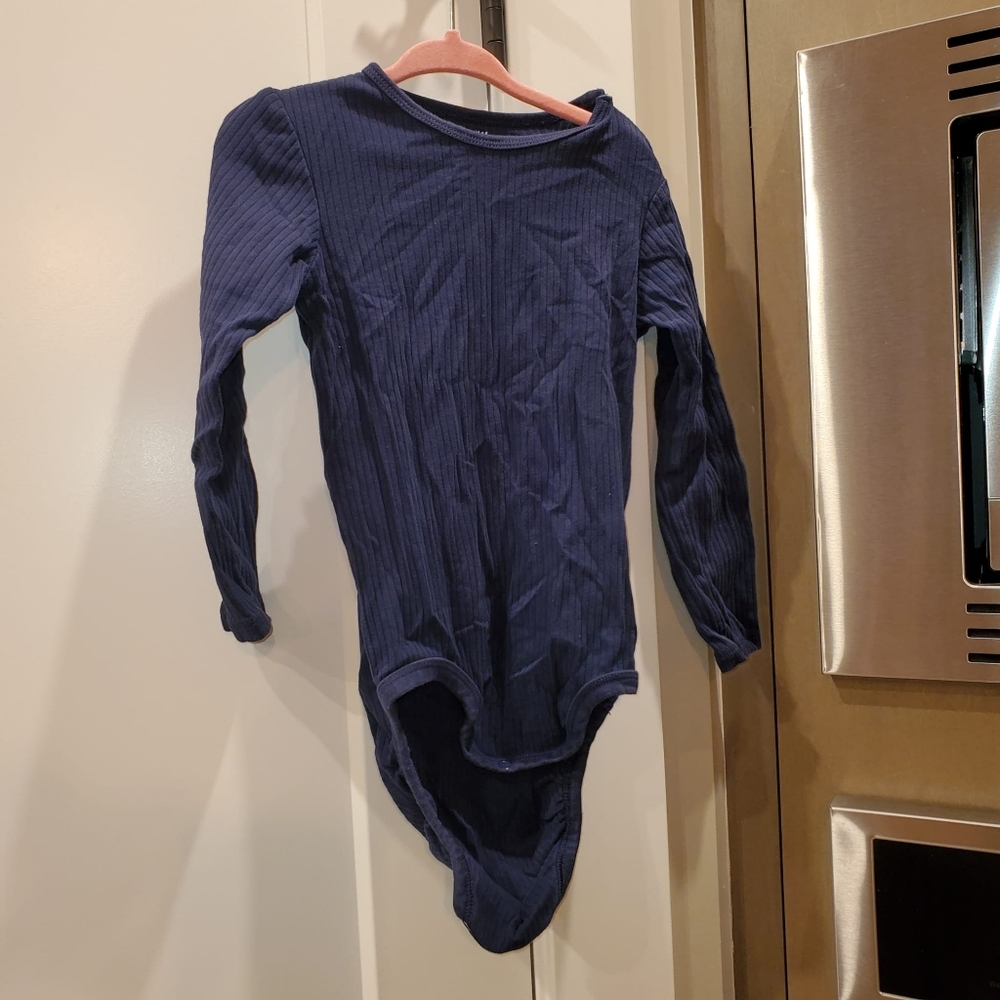 H&M Kids Navy Blue Organic Cotton Ribbed Bodysuit - New!